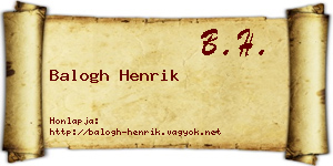 Balogh Henrik névjegykártya